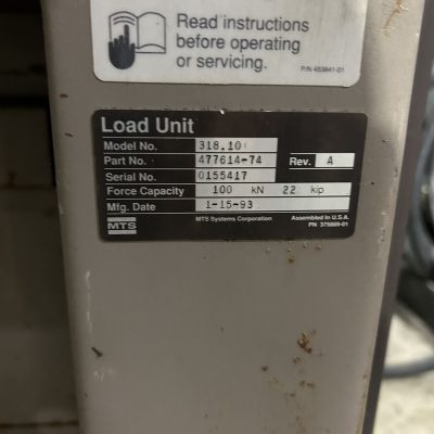 100kN (22KIP) MTS MODEL 318.10 Top Mount Actuator