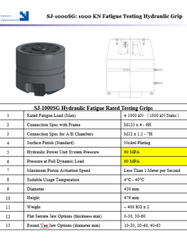 New 220KIP (1000kN) Frank Bacon SJ-1000SG Fatigue Hydraulic Wedge Grips