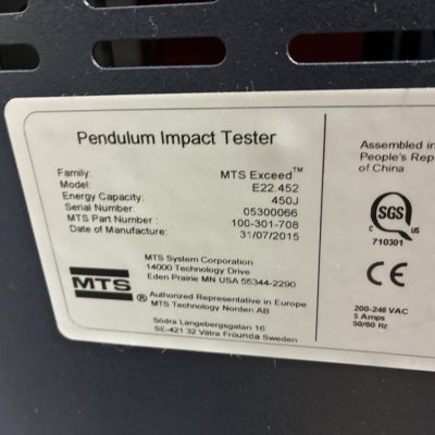 MTS Exceed Model E22.52 Pendulum Impact Tester