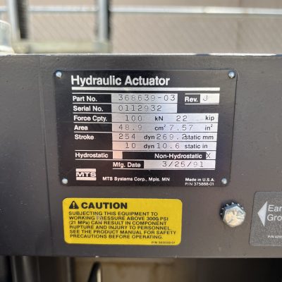 MTS MODEL 318.10 Fatigue Load Frame