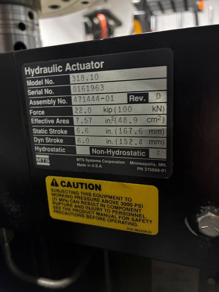 22KIP (100kN) MTS 318.10 Fatigue Load Frame