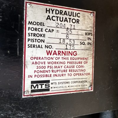 55KIP MTS 204.71 Hydraulic Actuator