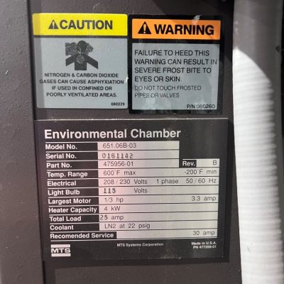 MTS Model 651.06B-03 Environmental Test Chamber