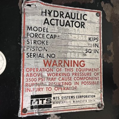 55KIP MTS Model 206.30 Hydraulic Actuator