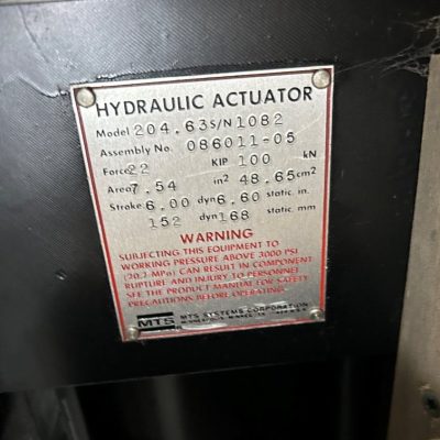 22KIP (100kN) MTS Model 204.63 Hydraulic Actuator