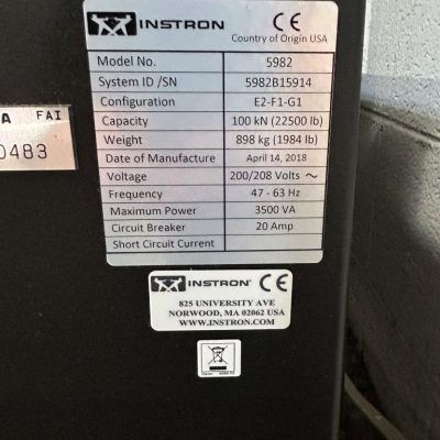 100kN Instron Model 5982 with BlueHill 3 Software