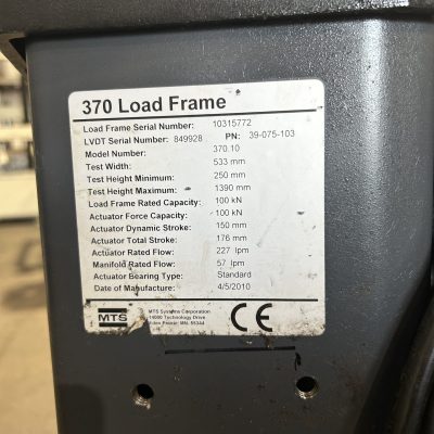 22KIP MTS 370.10 Landmark Fatigue Testing Load Frame