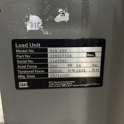 55KIP (250kN) MTS 809 Axial-Torsional Fatigue Frame