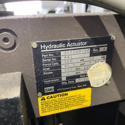 100kN MTS MODEL 318.10 Fatigue Load Frame