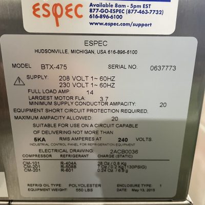 ESPEC Model BTX-475 Temperature and Humidity Chamber