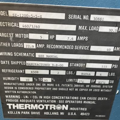 Thermotron SE-1200-5-5-S Temp/Humidity