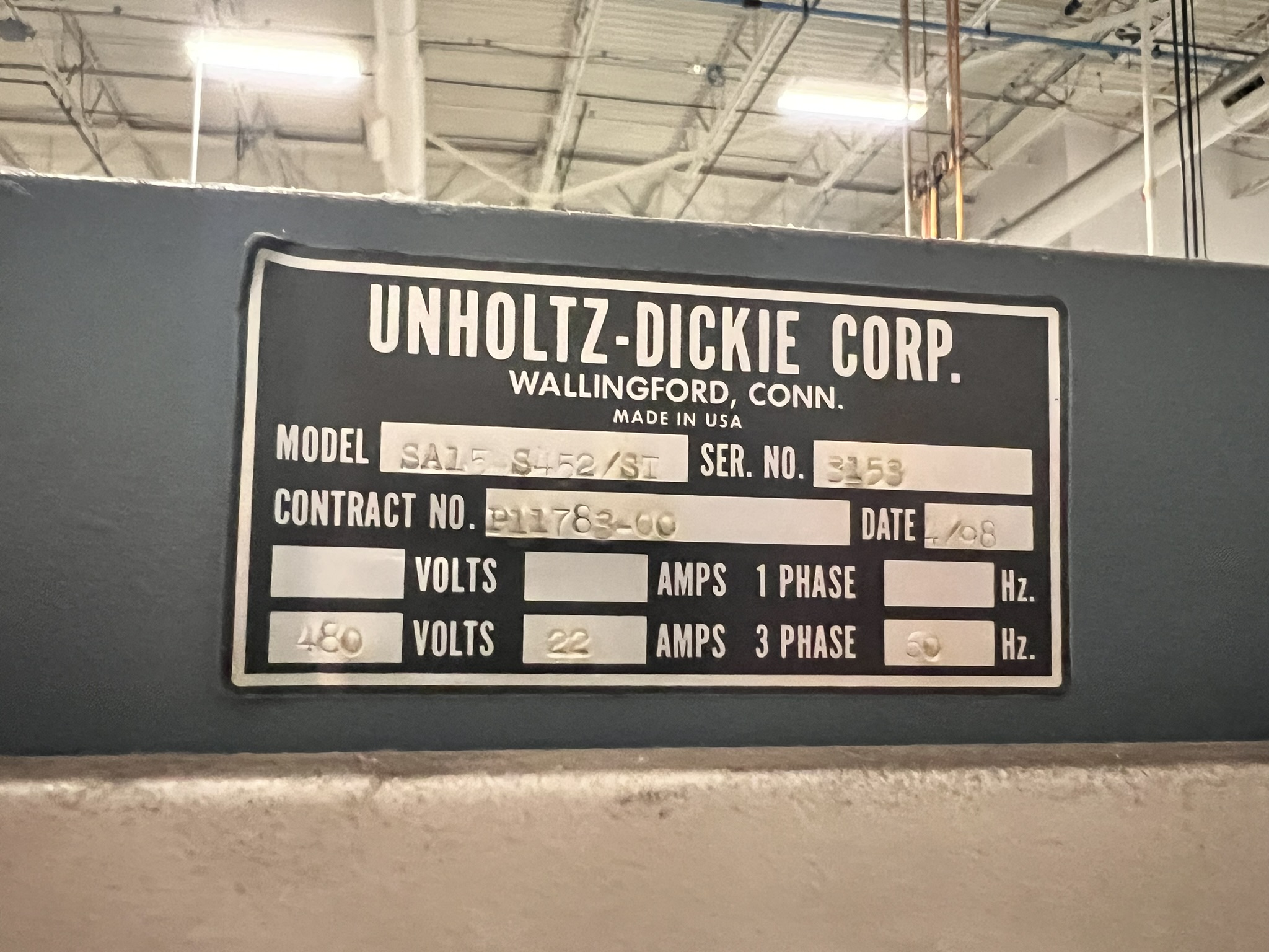 Unholtz-Dickie Model SA15-S452 Vibration System