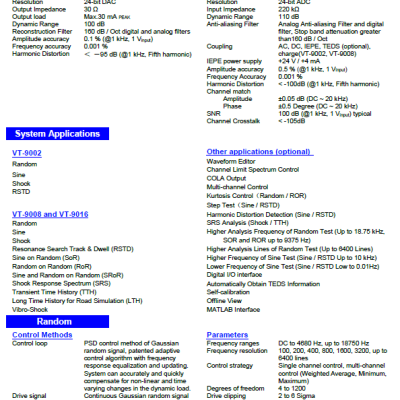 Econ VT Series Vibration Controller Specifications