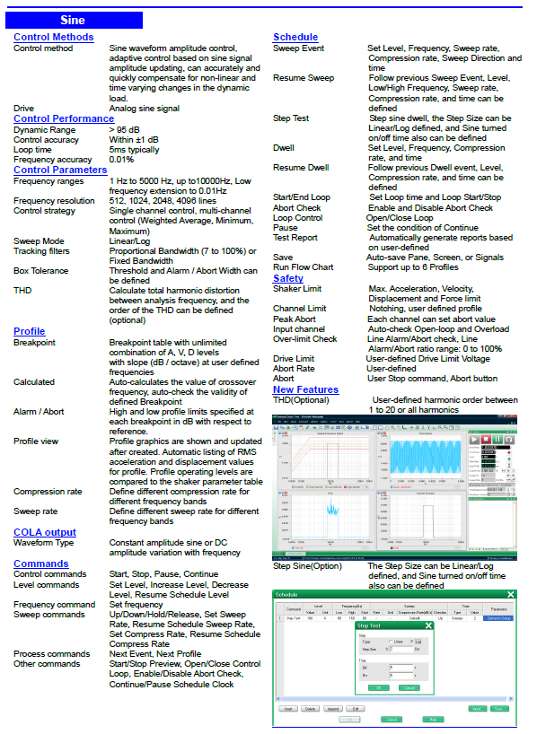 Sine Software for Vibration Testing